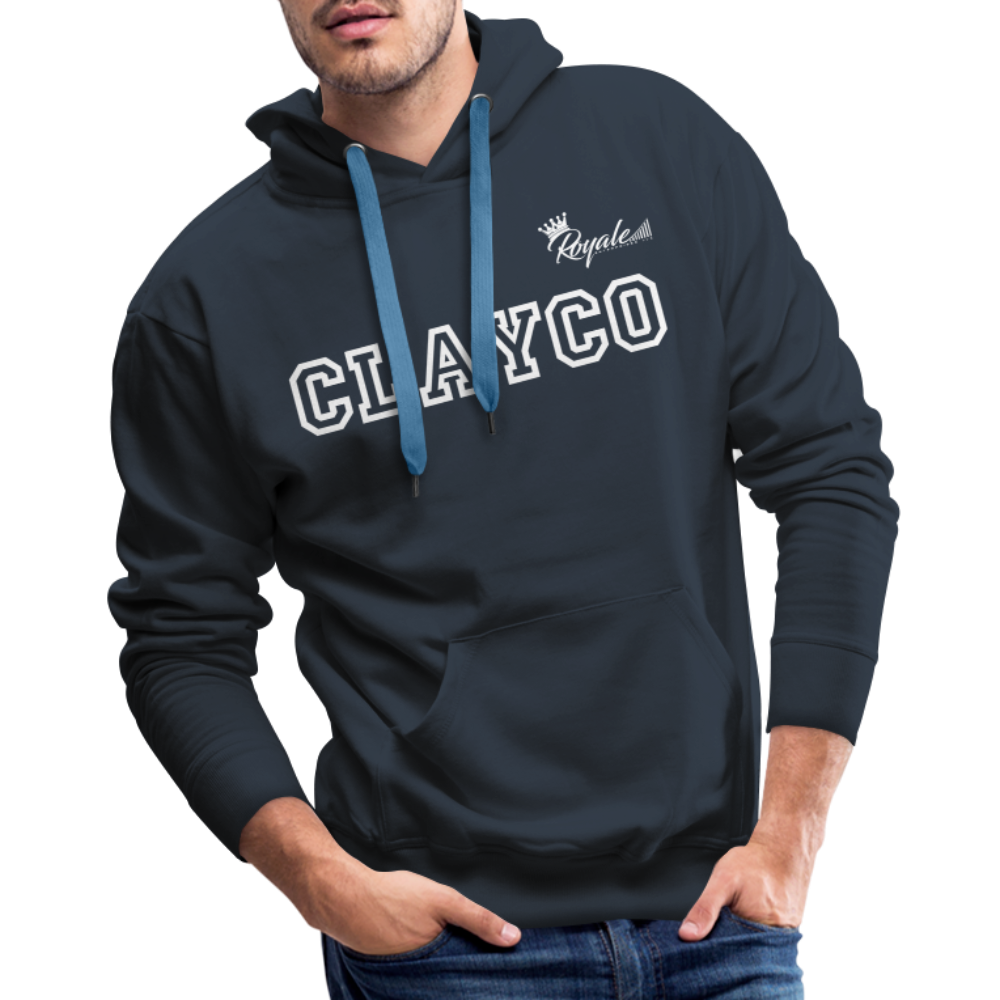 Men’s Premium Hoodie- Clayco (White Lettering) - navy