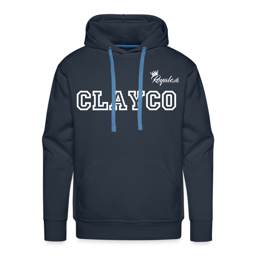 Men’s Premium Hoodie- Clayco (White Lettering) - navy