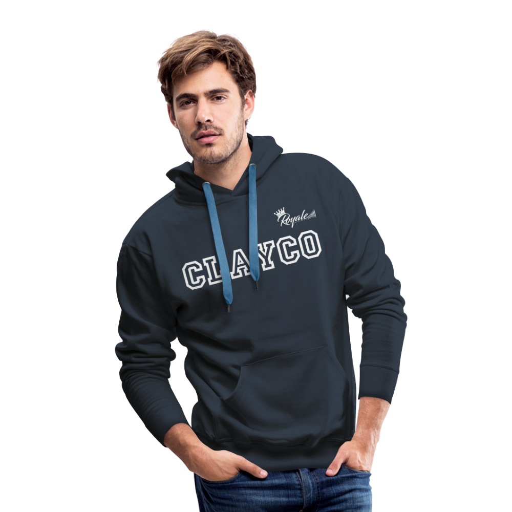Men’s Premium Hoodie- Clayco (White Lettering) - navy