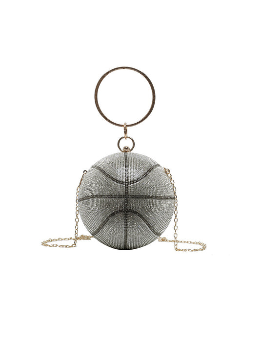 Silver Basketball Bling Clutch