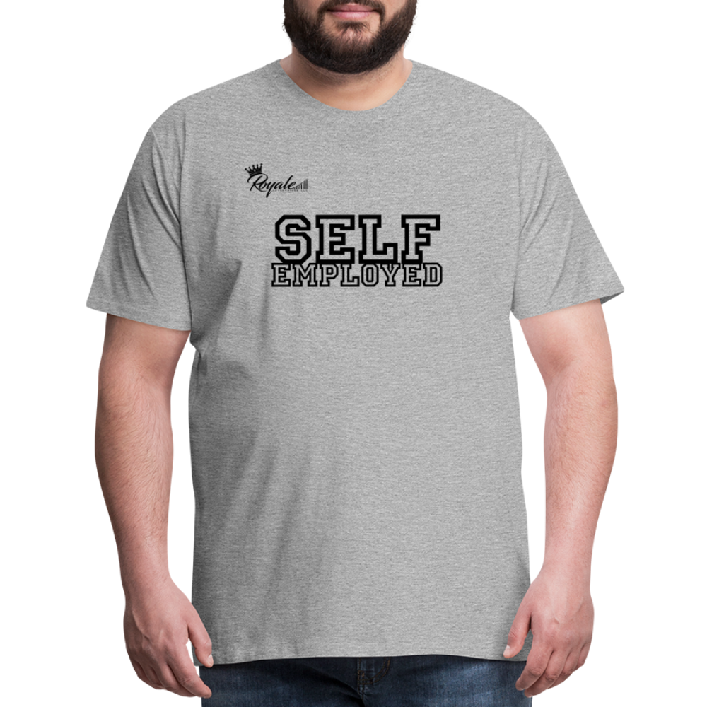 Men's Premium T-Shirt - Self Employed (Black lettering / logo on back) - heather gray