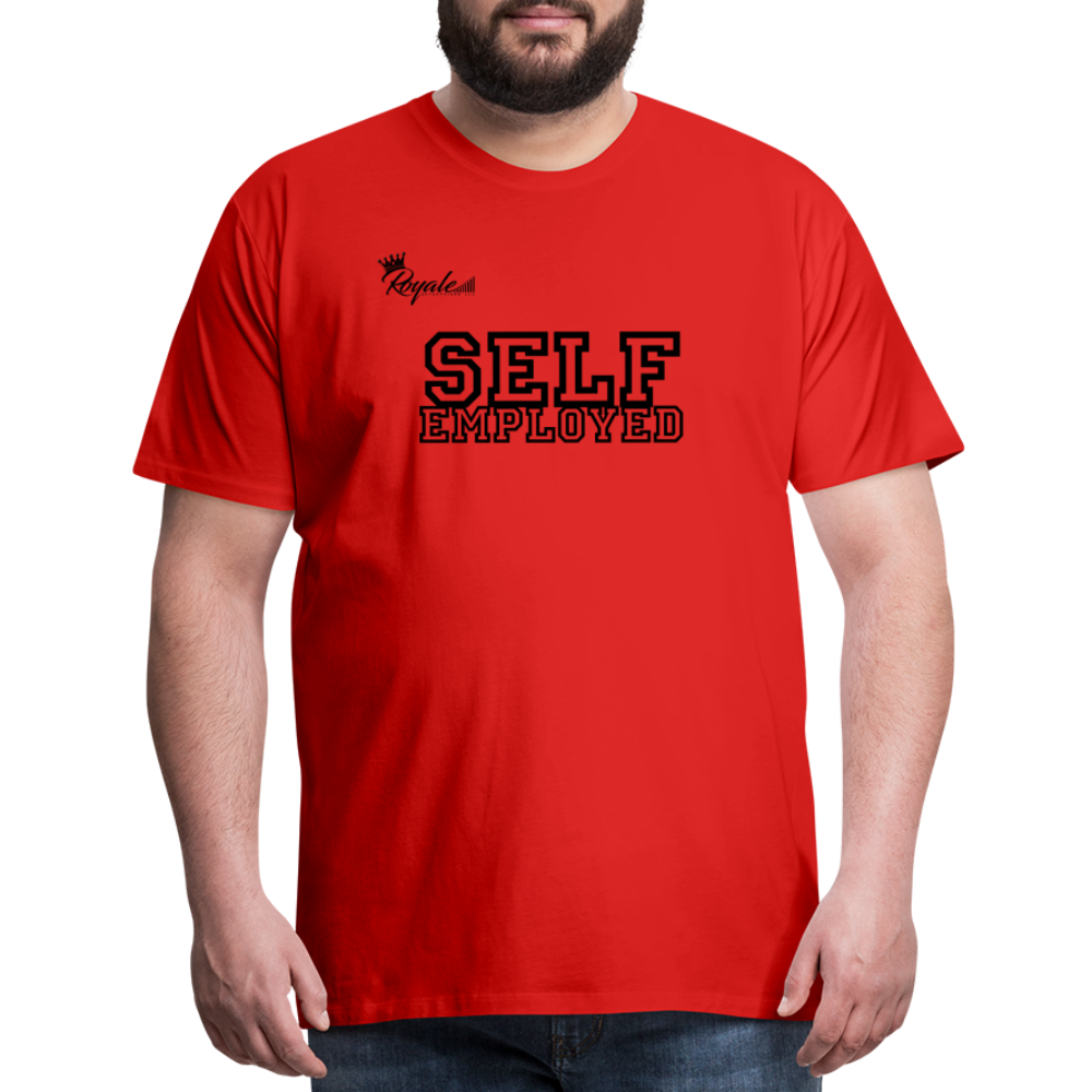 Men's Premium T-Shirt - Self Employed (Black lettering / logo on back) - red