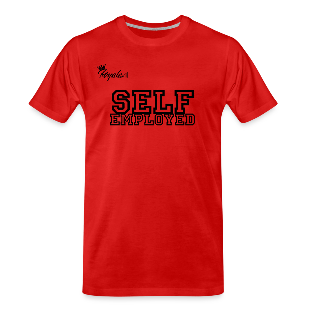 Men's Premium T-Shirt - Self Employed (Black lettering / logo on back) - red