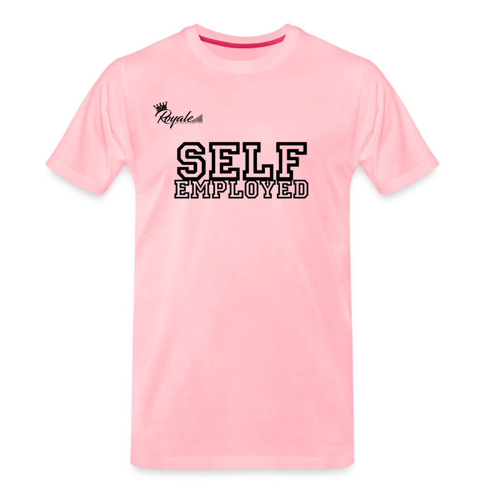 Men's Premium T-Shirt - Self Employed (Black lettering / logo on back) - pink