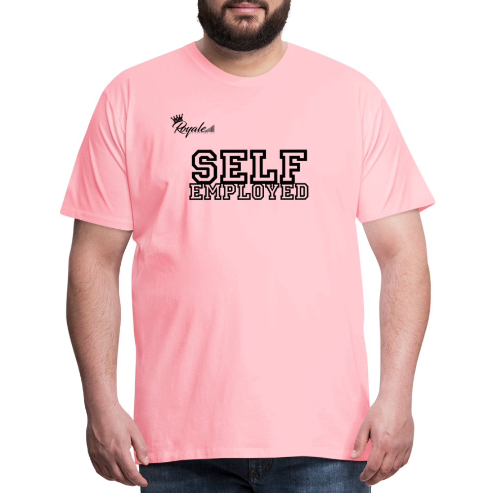 Men's Premium T-Shirt - Self Employed (Black lettering / logo on back) - pink