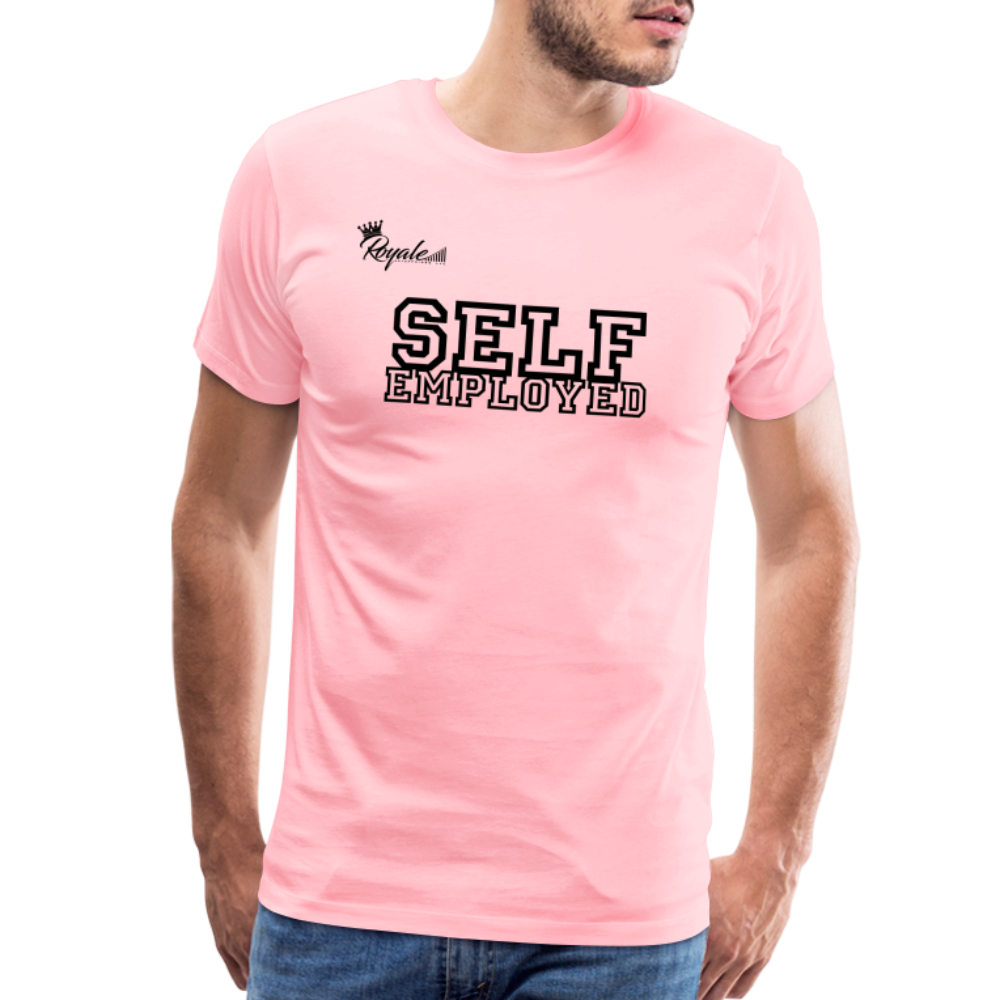 Men's Premium T-Shirt - Self Employed (Black lettering / logo on back) - pink