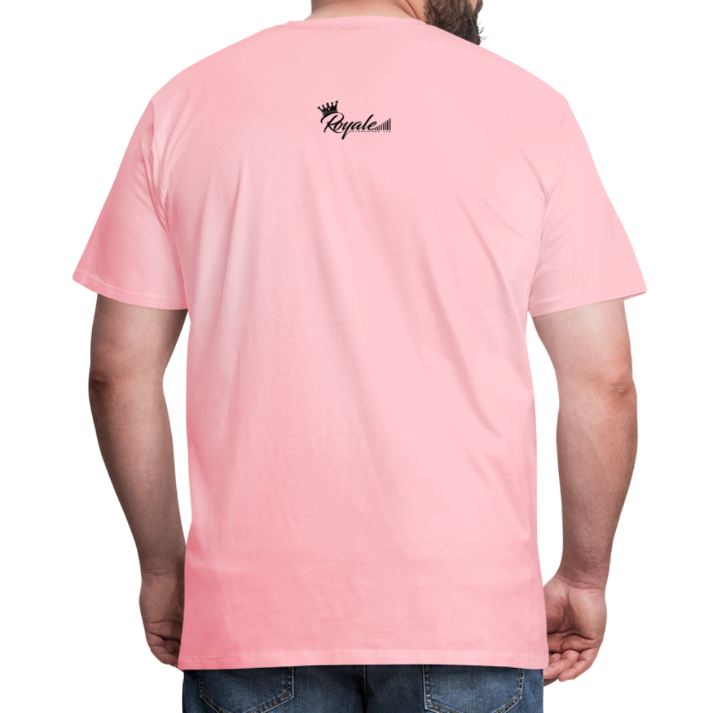 Men's Premium T-Shirt - Self Employed (Black lettering / logo on back) - pink