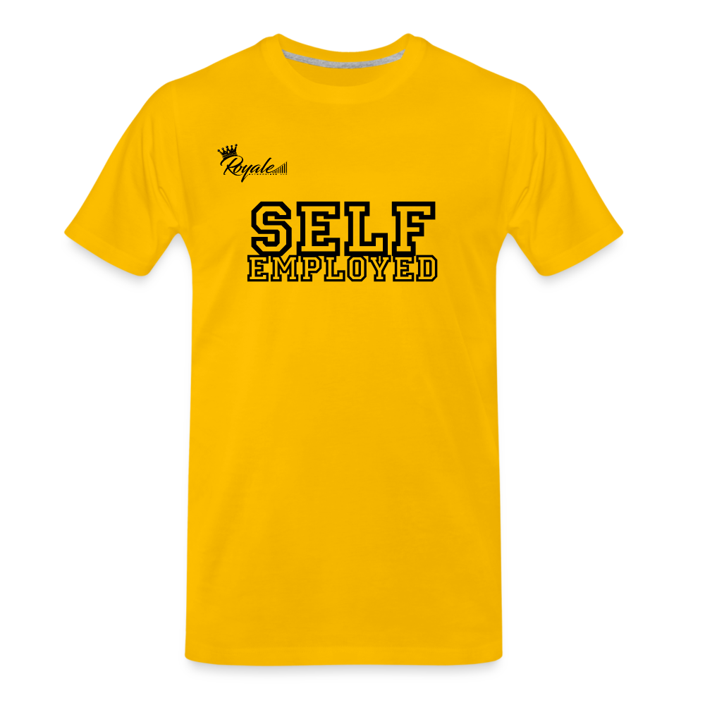 Men's Premium T-Shirt - Self Employed (Black lettering / logo on back) - sun yellow