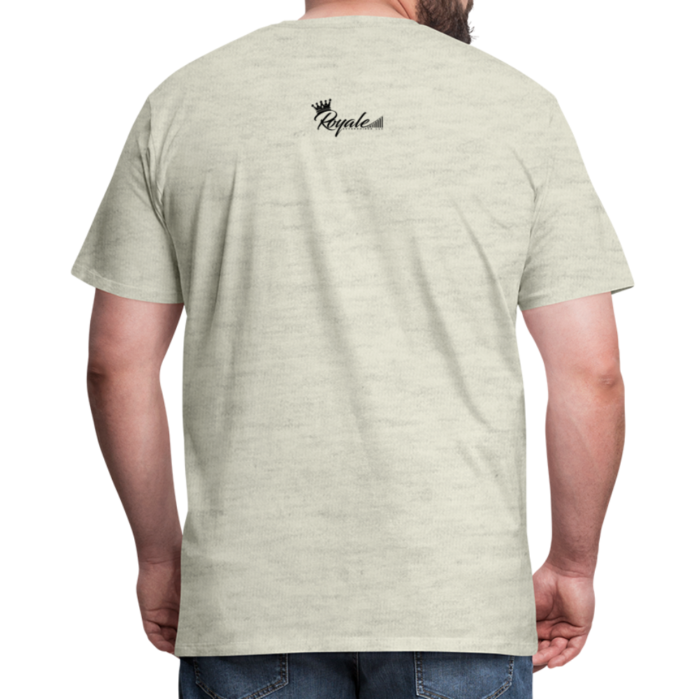 Men's Premium T-Shirt - Self Employed (Black lettering / logo on back) - heather oatmeal