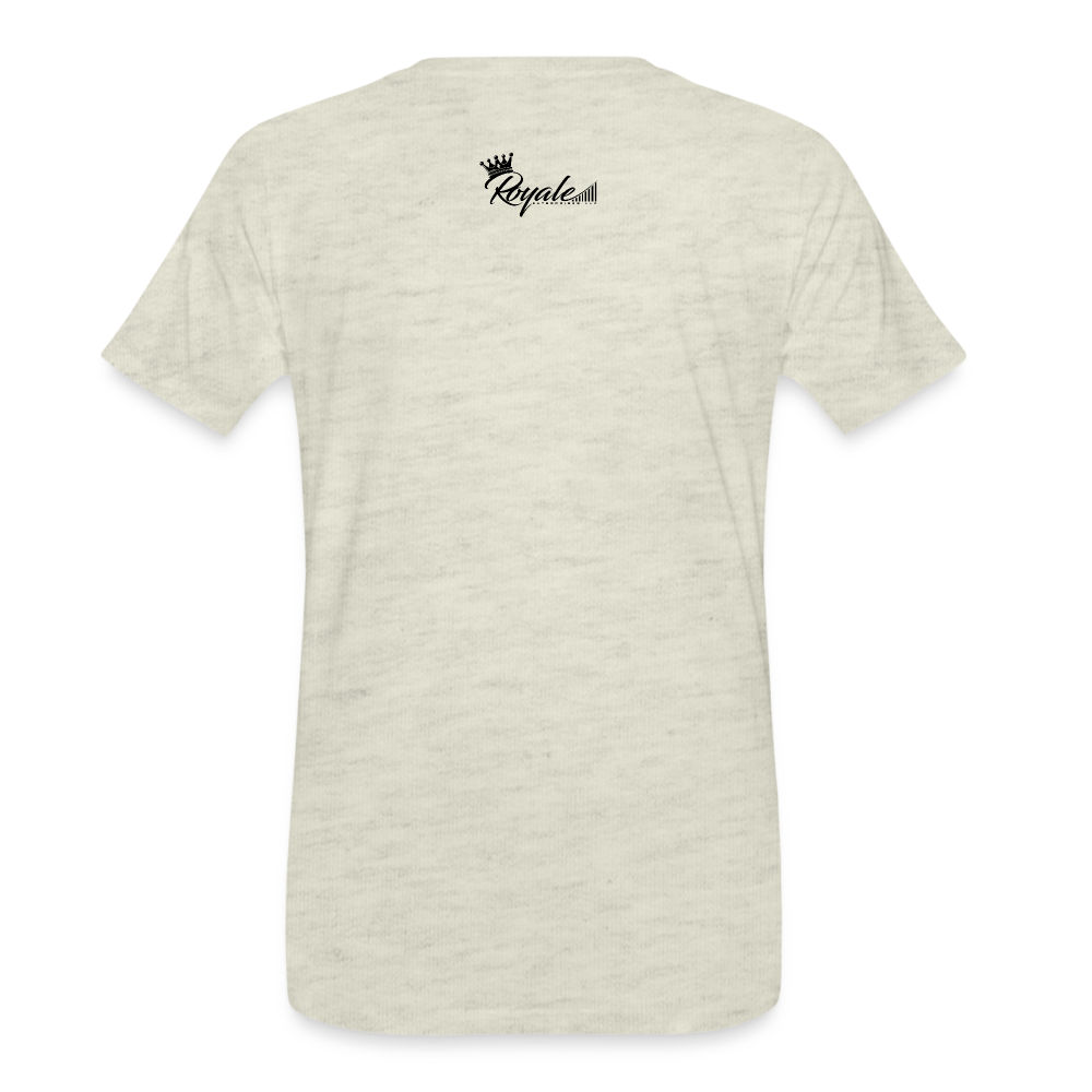 Men's Premium T-Shirt - Self Employed (Black lettering / logo on back) - heather oatmeal