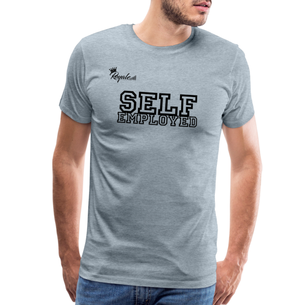 Men's Premium T-Shirt - Self Employed (Black lettering / logo on back) - heather ice blue