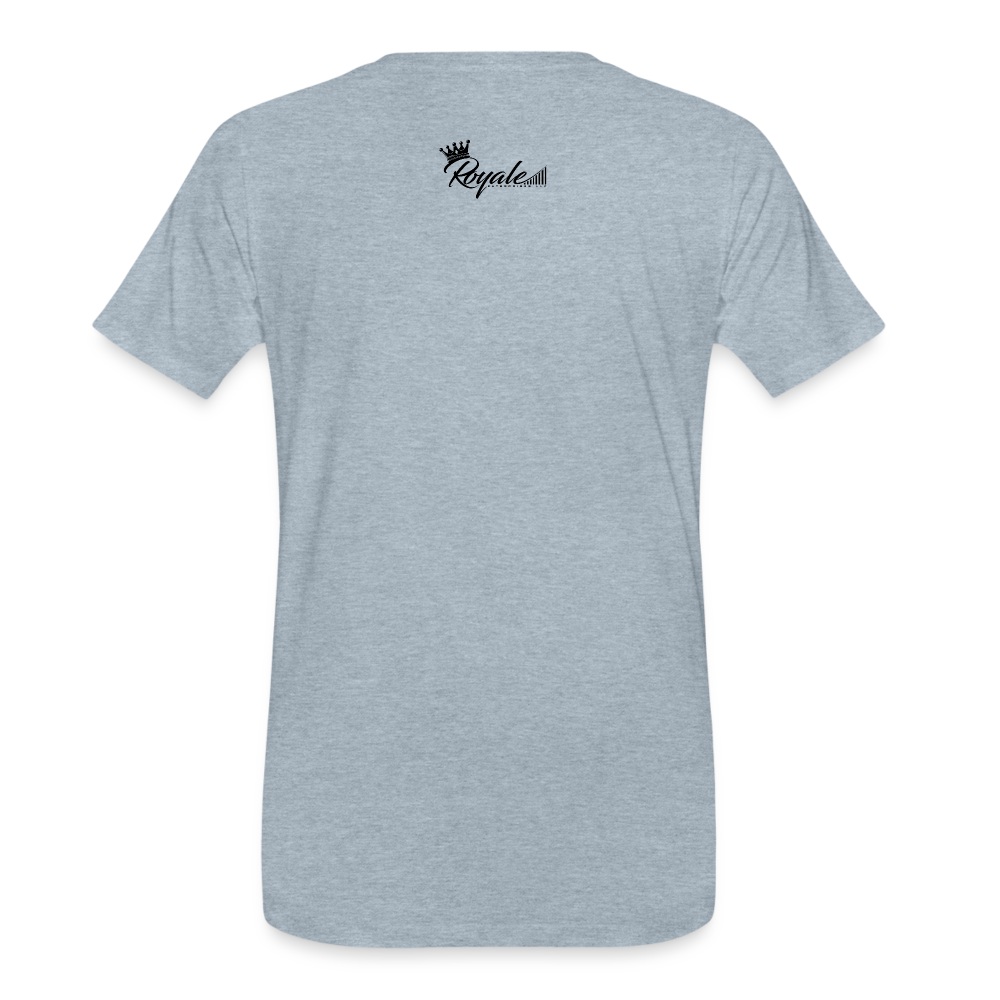 Men's Premium T-Shirt - Self Employed (Black lettering / logo on back) - heather ice blue