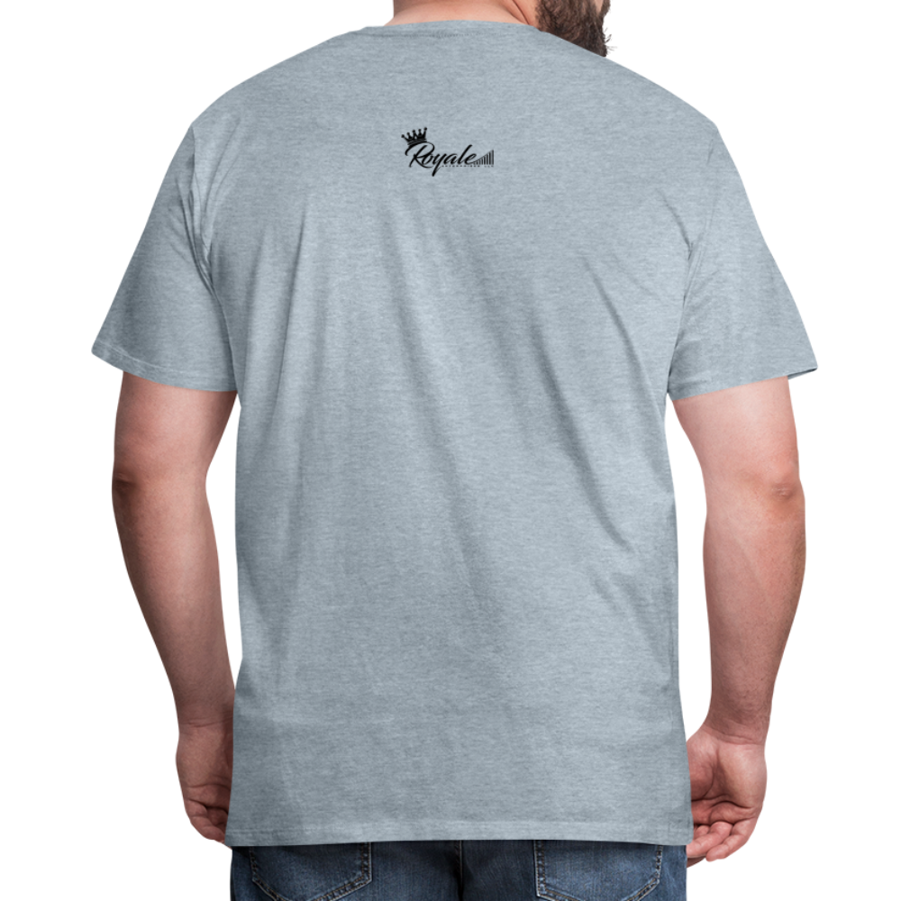 Men's Premium T-Shirt - Self Employed (Black lettering / logo on back) - heather ice blue