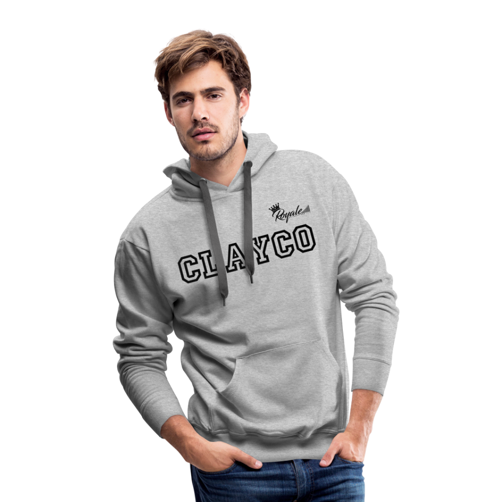 Men’s Premium Hoodie- Clayco (Black Lettering) - heather grey