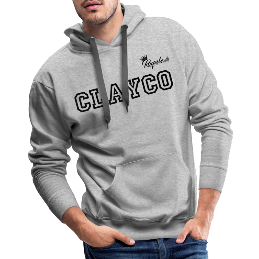 Men’s Premium Hoodie- Clayco (Black Lettering) - heather grey