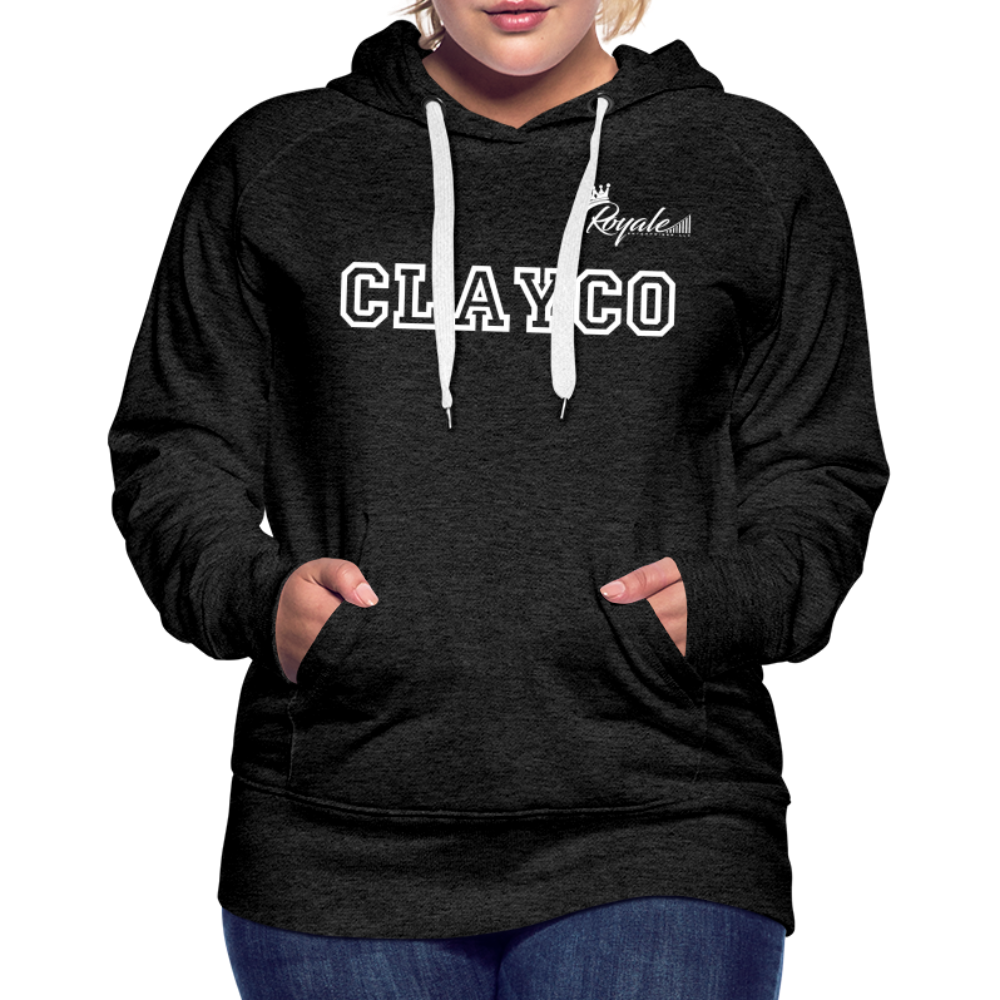 Women’s Premium Hoodie- Clayco (White Lettering) - charcoal grey