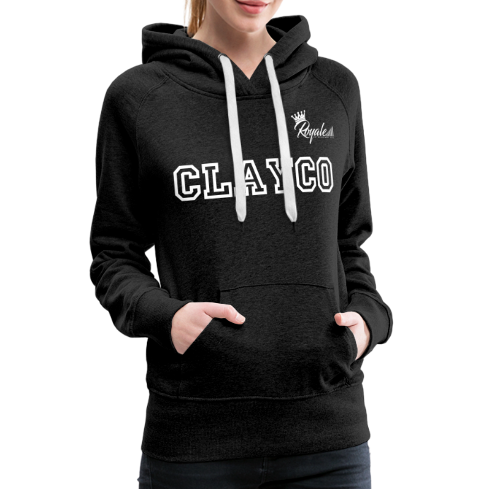 Women’s Premium Hoodie- Clayco (White Lettering) - charcoal grey